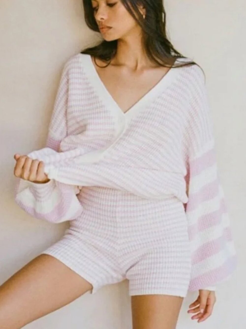 Sabo Skirt Diaz Pink Stripe Knit Shorts, Small